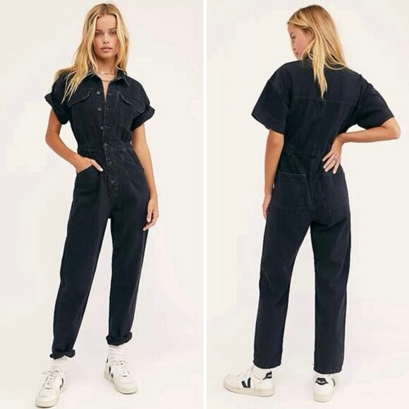 We The Free Marci Jumpsuit Denim In Blue Wash - Picture 1 of 9